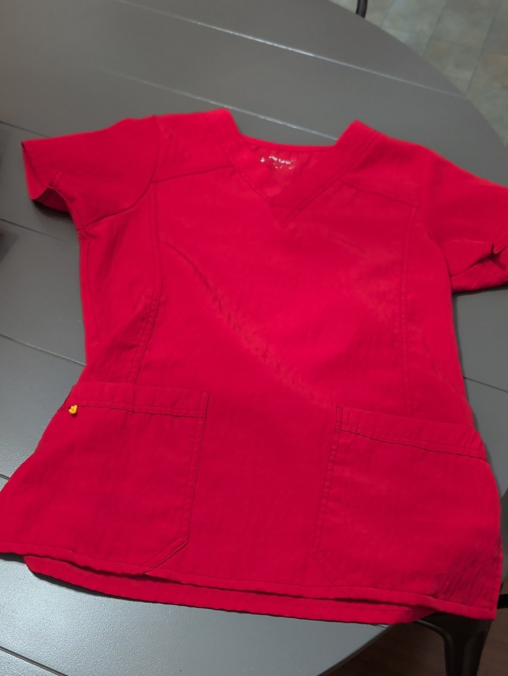 Woman's4 Way Stretch V Neck Scrub Top Red Sz Small